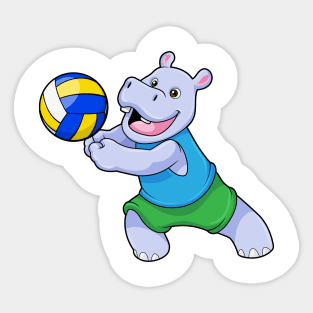 Hippo as Volleyball player with Volleyball Sticker